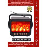 Premium Retro Dekoratif Ahşap Görünüm Led Nostaljik Şömine Tasarımlı Solar Şarjlı Bluetooth Hoparlör