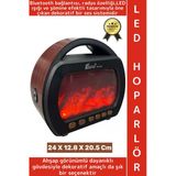 Premium Retro Dekoratif Speaker Ahşap Görünüm Led Işık Nostaljik Şömine Tasarımlı Bluetooth Hoparlör