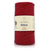 Premium Ribbon Polyester Ip 200 gr Polyester Ribbon Makrome Ipi (Simli Koyu Kırmızı)