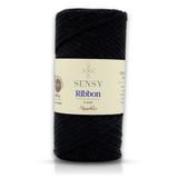 Premium Ribbon Polyester Ip 200 gr Polyester Ribbon Makrome Ipi (Simli Siyah)