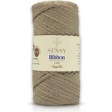 Premium Ribbon Polyester Ip 200 gr Polyester Ribbon Makrome Ipi (Simli Sütlü Kahve)