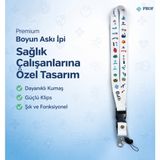 Premium Sağlık Çalışanlarına Özel Mor Renkli Boyun Askı Ipi Yaka Kartı Askılığı Telefon Askı Aparatlı Dayanıklı Kumaş Güçlü Klips - Beyaz