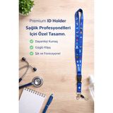 Premium Sağlık Çalışanlarına Özel Mor Renkli Boyun Askı Ipi Yaka Kartı Askılığı Telefon Askı Aparatlı Dayanıklı Kumaş Güçlü Klips - Koyu Mavi