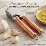 Premium Sarımsak Ezici, Rose Gold Bakır Kaplama, Paslanmaz Çelik, Lüks Metalik Finish, Mutfak için