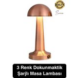 Premium Şarjlı Dokunmatik Masa Lambası 3 Renk Ayarlanabiir Parlaklık Abajur Ambians Dekoratif Klasik