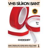 Premium Şeffaf 50 kg Ekstra Güçlü Iç Dış Mekan Uyumlu 24MMX2M Çift Taraflı Vhb Silikon Bant - 1 Adet