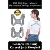 Premium Sensörlü Ayarlanabilir Dik Duruş Korsesi Şarjlı Titreşimli Omuz Sırt Kambur Önleyici