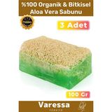 Premium Seri %100 Organik Bitkisel Cilt Orijinal Nemlendirici Kabak Lifi Vegan 3'lü Aloe Vera Sabunu
