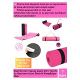 Premium Seri Çift Taraflı Su Geçirmez Taşıma Askılı Kamp Uyku Matı Minder Yoga Pilates Pembe Kalın