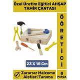 Premium Seri Eğitici El Becerisi Geliştirici Aletleri Tanıma Zararsız Ahşap 8 Parça Tamir Çantası