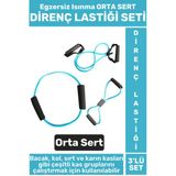 Premium Seri Fitness Aerobik Pilates Egzersiz Isınma Kadın Erkek Orta Sert 3'Lü Direnç Lastiği Seti