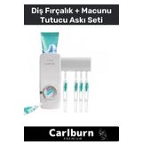 Premium Seri Her Tip Macunla Uyumlu Pratik Yapışkanlı Diş Macunu Sıkacağı 5 Adet Fırçalık Askı Seti
