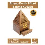 Premium Seri Taşınabilir El Yapımı Ahşap Dekoratif Konik Tütsü Yakma Kutusu