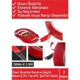 Premium Seri Ultra Güçlü Çok Amaçlı Tamir Cam Dış Mekan Montaj 1,5mt Çift Taraflı Şeffaf Bant 2 Adet