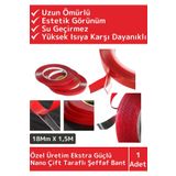 Premium Seri Ultra Güçlü Çok Amaçlı Tamir Cam Dış Mekan Montaj 1,5mt Nano Çift Taraflı Şeffaf Bant