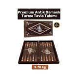 Premium Seri Yüksek Kaliteli Çizilmez Yıpranmaz Mıknatıslı Kapama Antik Osmanlı Turası Tavla Takımı