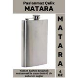 Premium Seri Yüksek Kaliteli Paslanmaz Çelik Kamp Alkol Konyak Hediyelik Gümüş Renk Matara 4 Oz