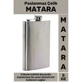 Premium Seri Yüksek Kaliteli Paslanmaz Çelik Kamp Alkol Konyak Hediyelik Gümüş Renkli Matara 5 Oz