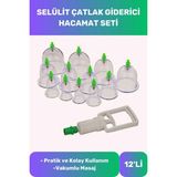 Premium Series Hacamat Seti Selülit Çatlk Giderici Vakumlu Masaj Aleti 12'li Kupa