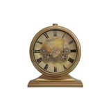 Premium Serisi Modern Kadranlı Döner Çarklı 32X28 Cm Ev Ve Ofis Masa Ve Duvar Saati Roma Rakamlı Harita Baskılı Gold