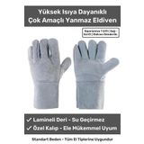 Premium Serisi Yanmaz Isıya Dayanıklı Eldiven Kaynak Yangın Için Su Geçirmez Çok Amaçlı Deri Eldiven