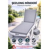 Premium Şezlong Minderi Fermuarlı Su Geçirmez Kumaş, Güneşe Dayanıklı Bahçe Havuz Şezlong Minderi