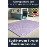 Premium Silinebilir Yıkanabilir Dayanıklı Kedi Köpek Evcil Hayvan Tuvalet Önü Mama Kabı Kum Paspası - 12 x 29 cm - Renkli