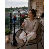 Premium Siyah Nargile Takımı 75 Cm Cam Şişeli Lüleli Modern Tasarım Balkon & Kafe Ko