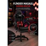 Premium Siyah/Kırmızı Oyuncu Koltuğu, Masajlı Sandalye, Yüksekliği Ayarlanabilir, Oyuncu Sandalyesi, Ofis Koltuğu, Çalışma Sandalyesi - 150 Kg Taşıma Kapasitesi