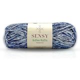 Premium Softee Raffia Yumuşak Çok Renkli Rafya Kağıt Ebruli El Örgü İpi Hobi İp (Lacivert Batik)