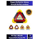 Premium Su Geçirmez 3 Ledli Solar Üçgen Reflektör Güneş Enerjili Refluj Araba Oto Lambası