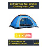 Premium Su Geçirmez Kapı Sineklik Tüllü Dayanıklı Kumaş Pratik Kolay Kurulum 2-3 Kişilik Kamp Çadırı