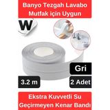 Premium Su Geçirmez Önleyici Yalıtım Küf Banyo Mutfak Lavabo Gri Kenar Şerit Bant 3.2m 2 adet
