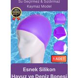 Premium Su Geçirmez Sızdırmaz Kaymaz Elastik Yüzme Şapkası Kaliteli Silikon Deniz Havuz Yüzme Bonesi