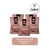 Premium Taze Öğütülmüş Bol Köpüklü Soft Yumuşak İçim Türk Kahvesi 100 Gr 5'Li