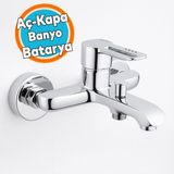 Premium Tek Kollu Krom Banyo Bataryası Duvar Tipi Armatür Şık Modern Tasarım Sıcak Soğuk Ayarlı