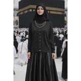 Premium Tesettür Kombin Triko Tunik & Lüx Penye & Saten Pileli Etek Siyah