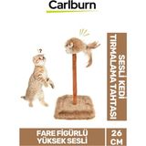 Premium Tırnak Törpüleme 14X14CM En 26CM Yükseklik Dayanıklı Sesli Oyuncaklı Kedi Tırmalama Tahtası - Ahşap