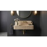 Premium Traverten Doğal Taş Duvara Monte Banyo Lavabosu (60x40x20 cm)