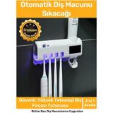 Premium Usb Şarjlı Güneş Enerjili Otomatik Diş Macun Sıkacağı Sterilizatörlü 4 Adet Fırçalığı Tutucu