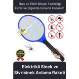 Premium Uv Işıklı Şarjlı Elektrikli Sinek Sivrisinek Böcek ve Haşere Kovucu Öldürücü Avlama Raketi
