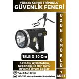 Premium Uzun Ömürlü Kamp Avcı Deprem Uzun Menzilli Şarjlı Beyaz Işık Tripodlu Güvenlik El Feneri