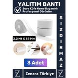 Premium Uzun Ömürlü Suya Neme Küfe Dayanıklı Mutfak Lavabo Pencere Kenar Yalıtım Bandı 3.2 mt x 3 Ad - Beyaz