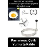 Premium Yanmaz Yapışmaz Paslanmaz Metal Yuvarlak Omlet Krep Kalıbı Tava Sahanda Yumurta Pankek