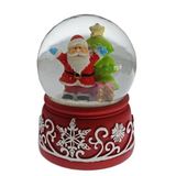 Premium Yılbaşı Temalı Santa Claus Kar Küresi, Cam ve Polyester, 9 cm, Noel Baba ve Çam Ağacı Figürlü