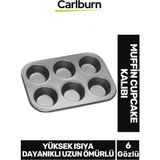 Premium Yüksek Isıya Dayanıklı Uzun Ömürlü Yapışmaz Yıkanabilir 6 Gözlü Muffin Cupcake Kalıbı - Tek Ebat - (ClearEyelets)Black-RadiantOrchid