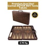 Premium Yüksek Kaliteli Tam Suni Deri Kaplama Fermuarlı Çantalı Akrilik Pullu Büyük Boy Tavla Takımı
