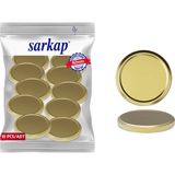 PremiumPort 10 Adet Gold Kavanoz Kapağı, 82 Mm, Hijyenik ve Paketli Set - Ahşap - Bej - Siyah