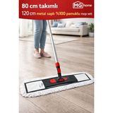 PremiumPort %100 Pamuk Nemli Mop Seti, 80 Cm, Palet, Sopa ve Bez ile Komple Paket - Antrasit - Seçenek 1