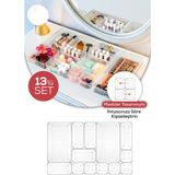 PremiumPort 13'lü Çok Amaçlı Dolap Içi Çekmece Düzenleyici Organizer - Ahşap - Bej - Siyah - Seçenek 1